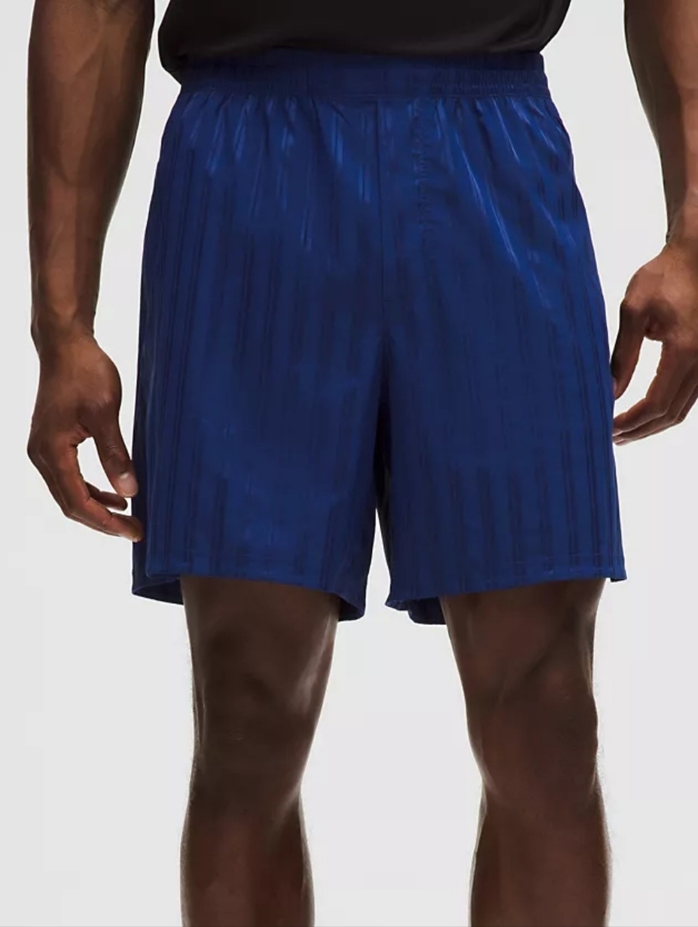 NWT Lululemon Mens Satin Stripe Linerless Short 7" Size Large $78 Clubhouse Blue